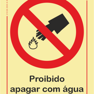 Sinal proibido apagar com água